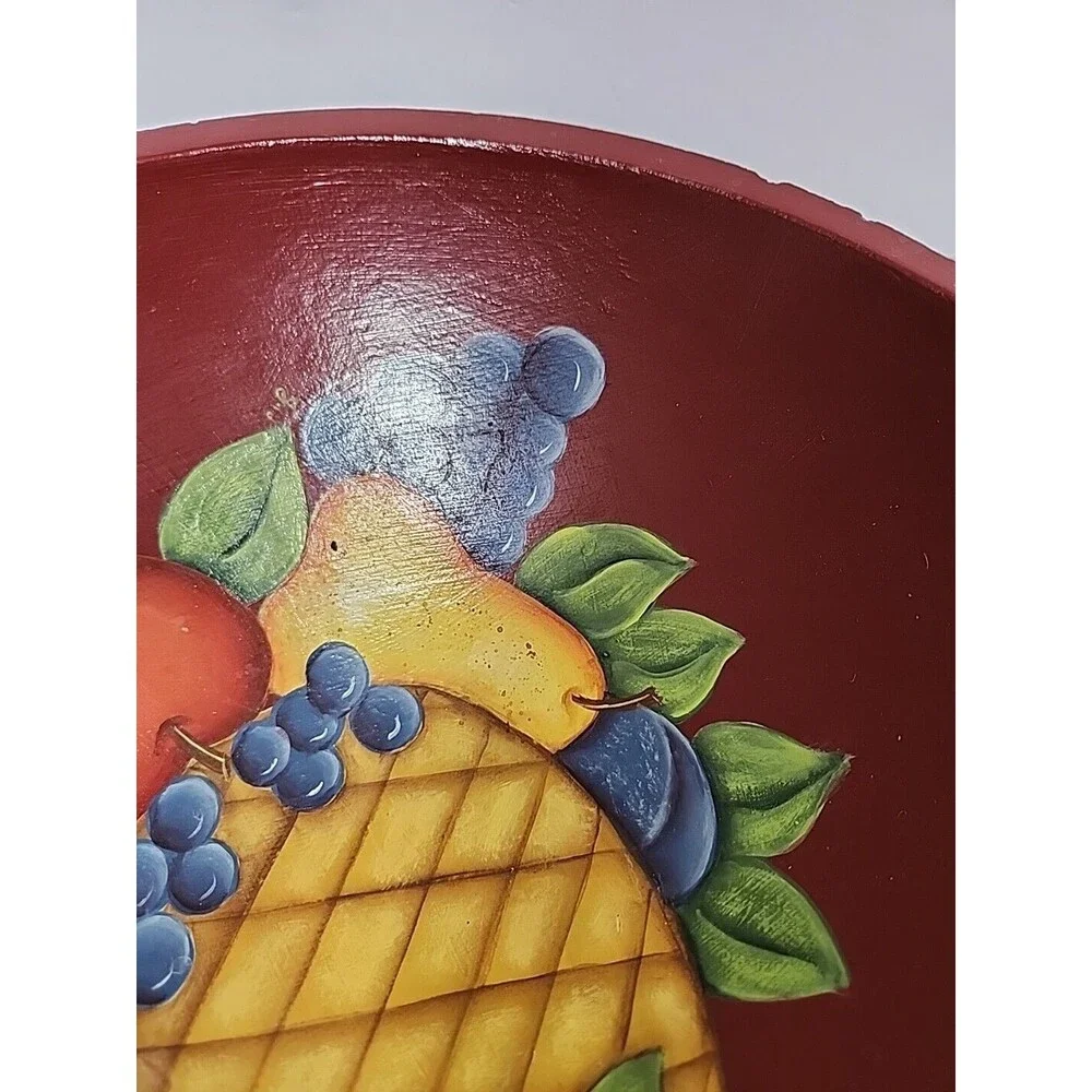 Wooden Colorful Bowl W Handpainted Fruit 11